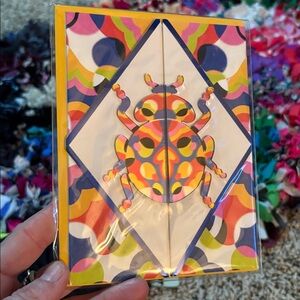 🆕American Greetings-Papyrus Metallic Beetle Bug Greeting Card